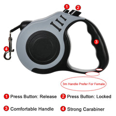 Retractable Nylon Dog Leash 3m 5m Strong Durable Puppy Lead