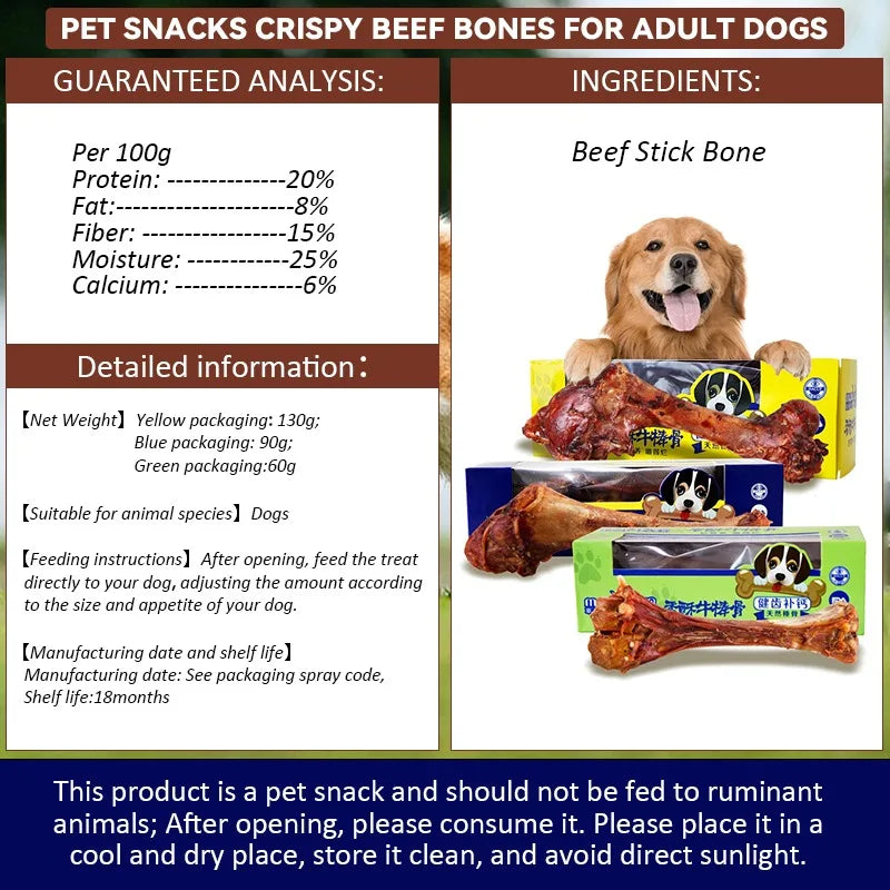 Crispy Beef Stick Bone Dog Chew Dental Large Size Treat