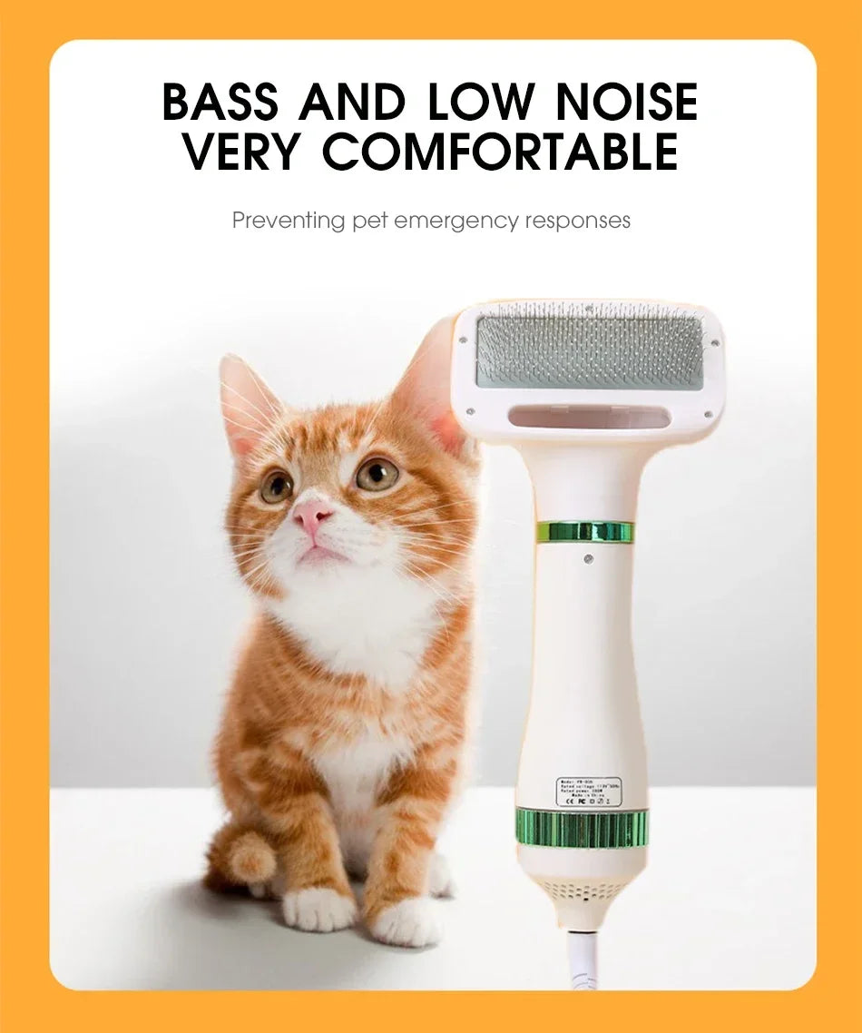 2 in 1 Pet Hair Dryer Grooming Blower Comb Portable Device