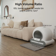 65L Self Cleaning Cat Litter Box App Controlled WiFi