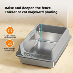 Stainless Steel Semi Enclosed Cat Litter Box Splash Proof Large