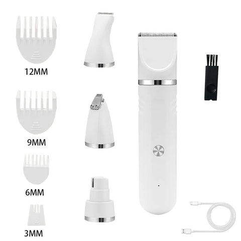 USB Rechargeable 4 in 1 Pet Hair Clipper Low Noise Grooming