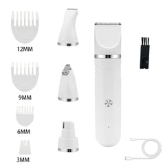 USB Rechargeable 4 in 1 Pet Hair Clipper Low Noise Grooming