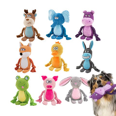 Cute Animal Rope Plush Dog Toy Squeaky Chew Puppy Knot