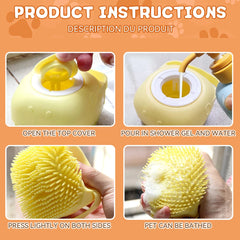 Dog Bathing Brush Shampoo Dispenser Silicone Massage Grooming Tool Pet