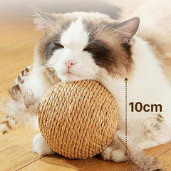 Interactive Sisal Cat Scratching Ball Toy Teeth Cleaning Sounding