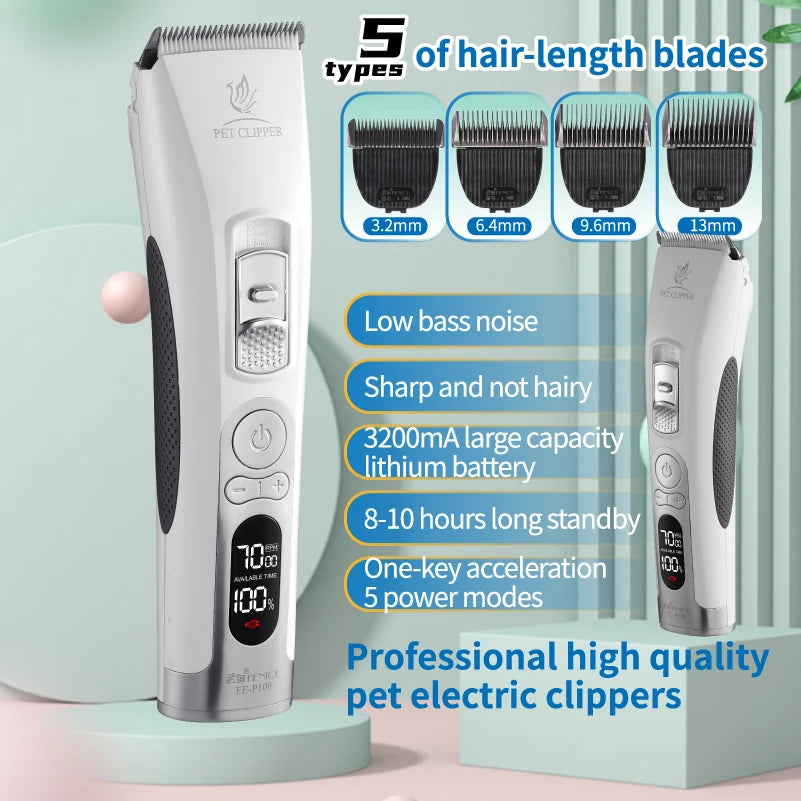 Fenice Cordless Rechargeable Pet Hair Clipper Grooming Trimmer Machine Set
