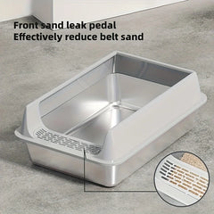 Stainless Steel Semi Enclosed Cat Litter Box Splash Proof Large