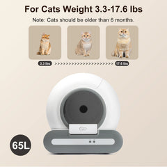 65L Self Cleaning Cat Litter Box App Controlled WiFi