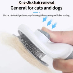 Self Cleaning Pet Hair Remover Brush Dog Cat Grooming Comb