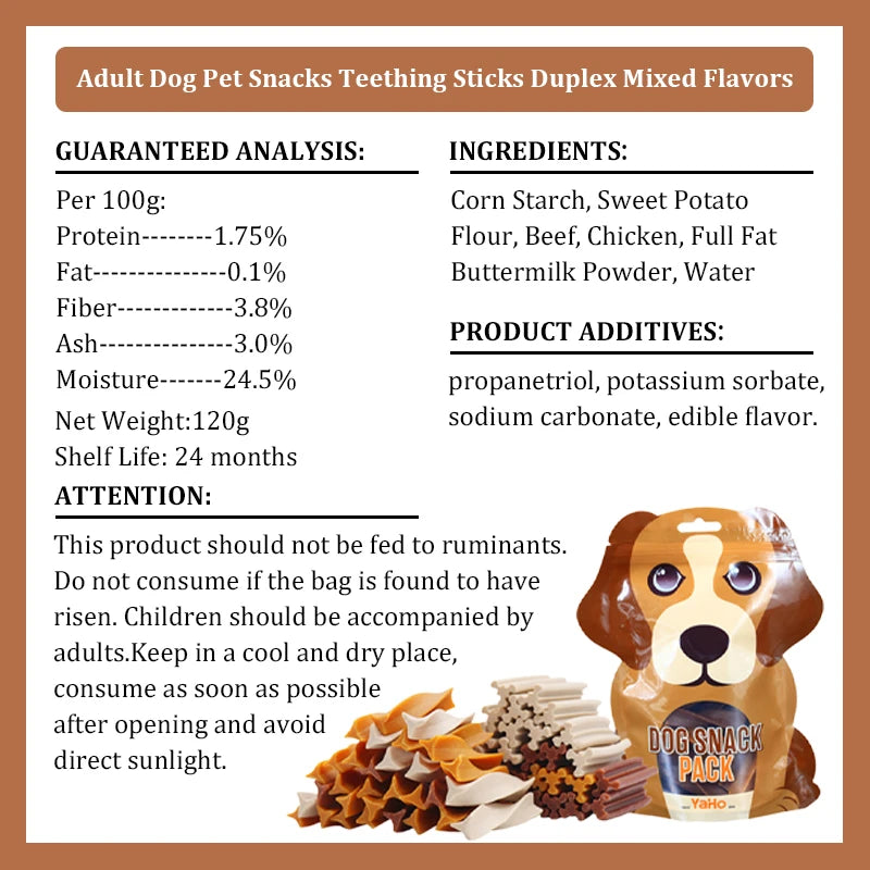 Dog Teething Stick Mixed Flavor Dental Chew Training Treat Snack