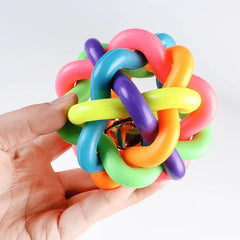 Colorful Bell Woven Rubber Dog Toy Chew Fetch Interactive Ball