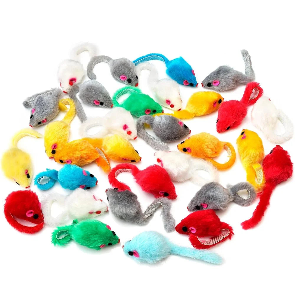 Interactive Cat Toys Feather Mouse Rabbit Fur Kitten Play Set