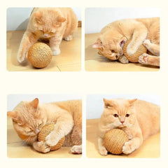 Interactive Sisal Cat Scratching Ball Toy Teeth Cleaning Sounding