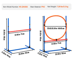 SucceBuy Dog Agility Training Set Hurdles Weave Poles Jump Ring