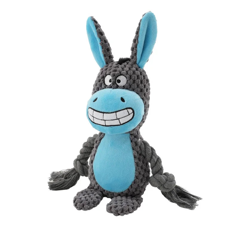 Cute Animal Rope Plush Dog Toy Squeaky Chew Puppy Knot