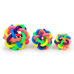 Colorful Bell Woven Rubber Dog Toy Chew Fetch Interactive Ball