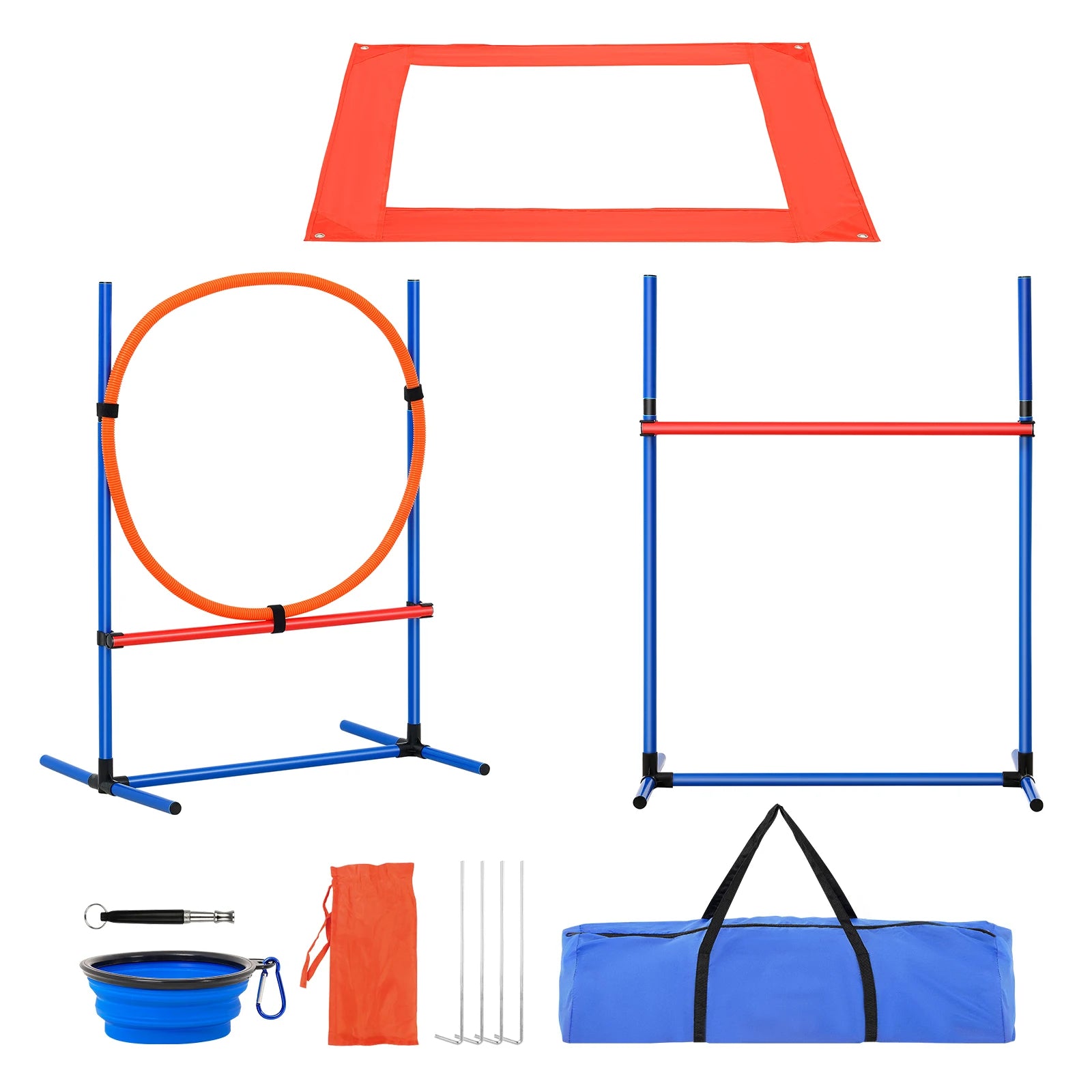 SucceBuy Dog Agility Training Set Hurdles Weave Poles Jump Ring