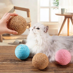 Interactive Sisal Cat Scratching Ball Toy Teeth Cleaning Sounding