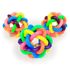 Colorful Bell Woven Rubber Dog Toy Chew Fetch Interactive Ball