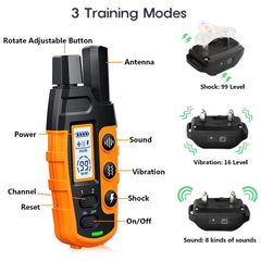 3300ft Rechargeable Waterproof Dog Training Collar Beep Vibration Shock Remote