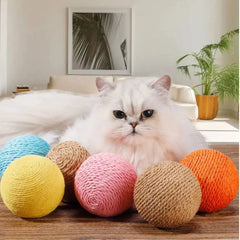 Interactive Sisal Cat Scratching Ball Toy Teeth Cleaning Sounding