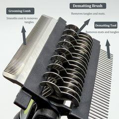 3 in 1 Dog Grooming Brush Deshedding Comb Knot Cutter Tool