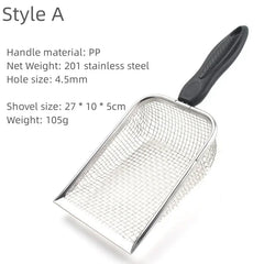 Long Handle Stainless Steel Cat Litter Shovel Waste Scoop Tool