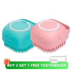 Dog Bathing Brush Shampoo Dispenser Silicone Massage Grooming Tool Pet