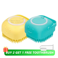 Dog Bathing Brush Shampoo Dispenser Silicone Massage Grooming Tool Pet