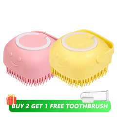 Dog Bathing Brush Shampoo Dispenser Silicone Massage Grooming Tool Pet