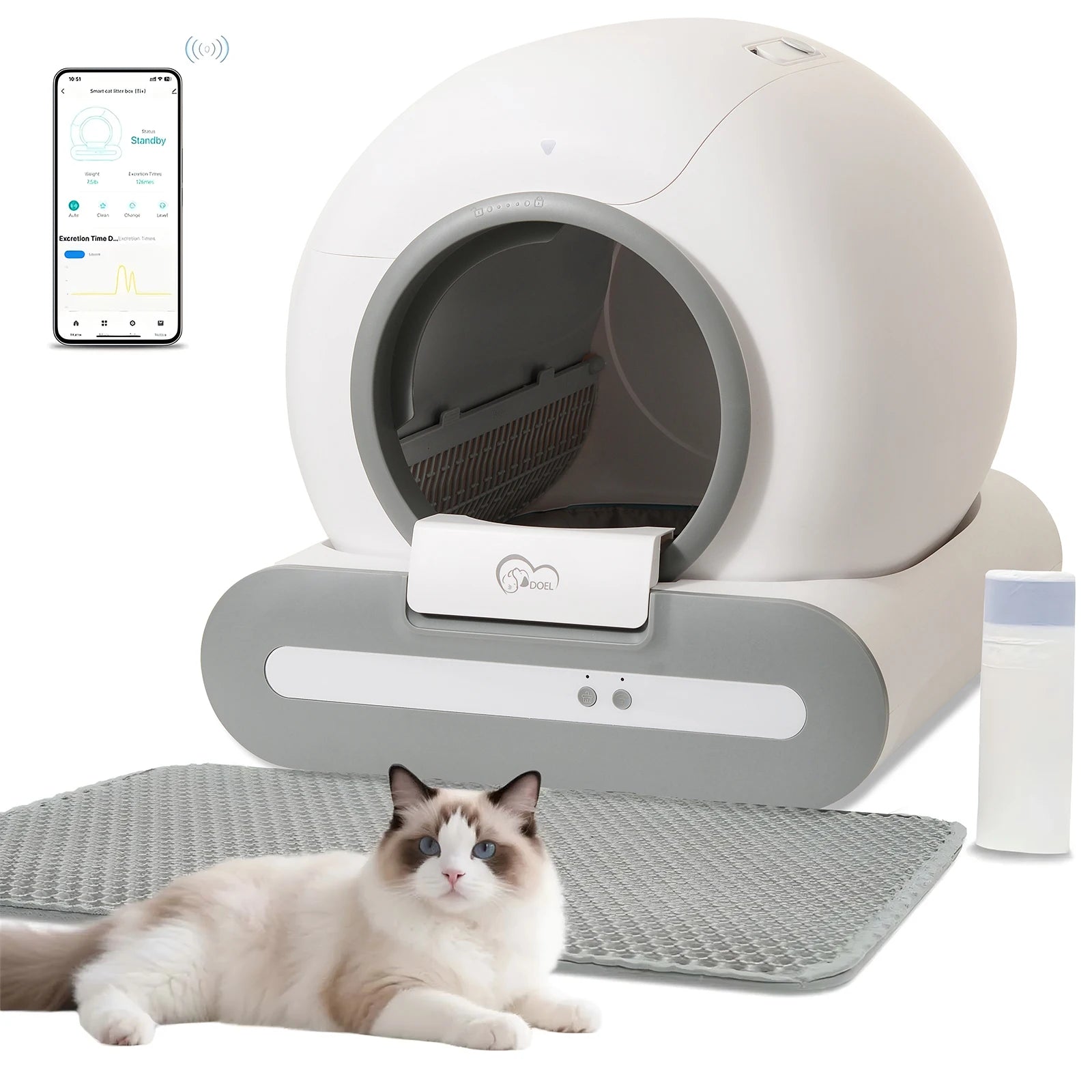65L Self Cleaning Cat Litter Box App Controlled WiFi