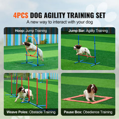 SucceBuy Dog Agility Training Set Hurdles Weave Poles Jump Ring