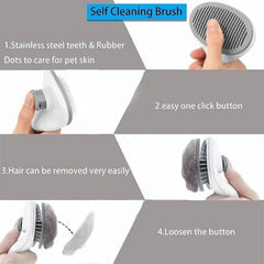 Self Cleaning Pet Hair Remover Brush Dog Cat Grooming Comb