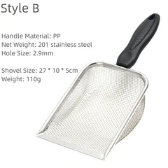 Long Handle Stainless Steel Cat Litter Shovel Waste Scoop Tool