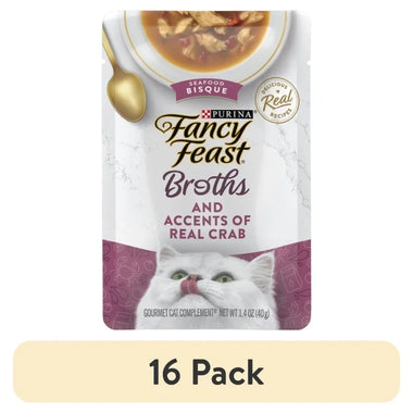 16 Pack Grain Free Cat Food Seafood Bisque Crab Pouches