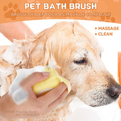 Dog Bathing Brush Shampoo Dispenser Silicone Massage Grooming Tool Pet
