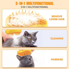 3 in 1 Electric Steam Spray Pet Grooming Massage Brush Comb