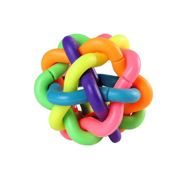 Colorful Bell Woven Rubber Dog Toy Chew Fetch Interactive Ball