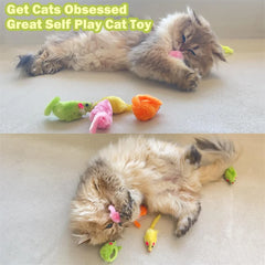 Interactive Cat Toys Feather Mouse Rabbit Fur Kitten Play Set