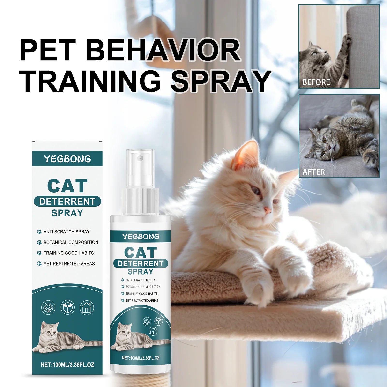 Pet Deterrent Spray for Cats Dogs Anti Chew Scratch Training Aid