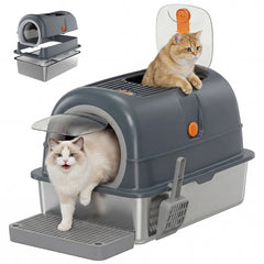 Stainless Steel Enclosed Cat Litter Box Large 30L 24IN