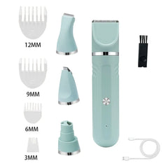 USB Rechargeable 4 in 1 Pet Hair Clipper Low Noise Grooming