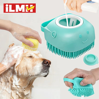 Dog Bathing Brush Shampoo Dispenser Silicone Massage Grooming Tool Pet