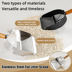 Stainless Steel Long Handle Cat Litter Scoop Waste Shovel Tool