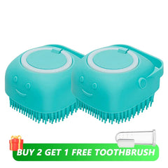 Dog Bathing Brush Shampoo Dispenser Silicone Massage Grooming Tool Pet