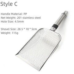 Long Handle Stainless Steel Cat Litter Shovel Waste Scoop Tool