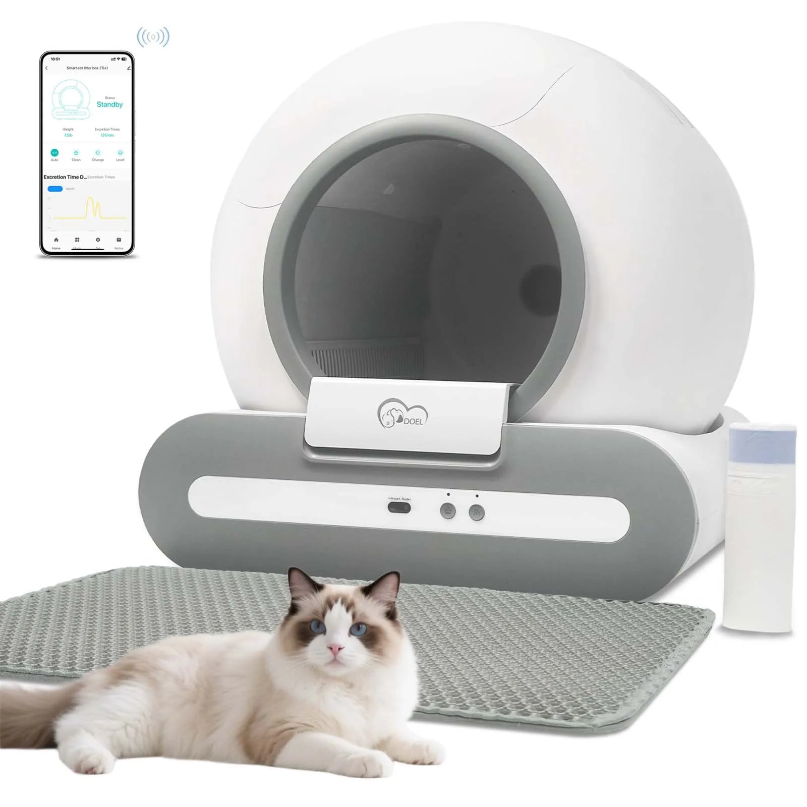 65L Self Cleaning Cat Litter Box App Controlled WiFi
