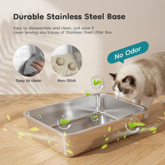 Stainless Steel Enclosed Cat Litter Box Large 30L 24IN