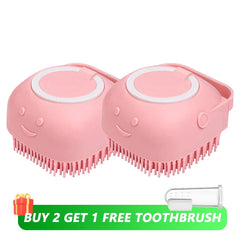 Dog Bathing Brush Shampoo Dispenser Silicone Massage Grooming Tool Pet